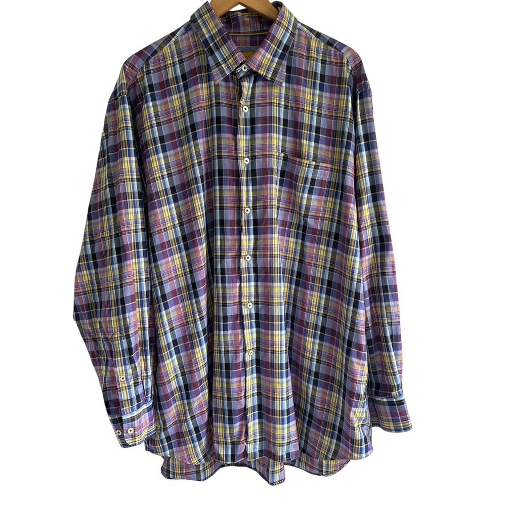 Robert Talbott Carmel Men’s Size 2XL‎ 100% Cotton Plaid Button Up Shirt